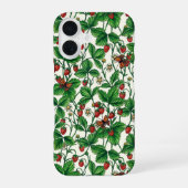 Wilde aardbeien op gebroken wit iPhone 16 hoesje (Achterkant)