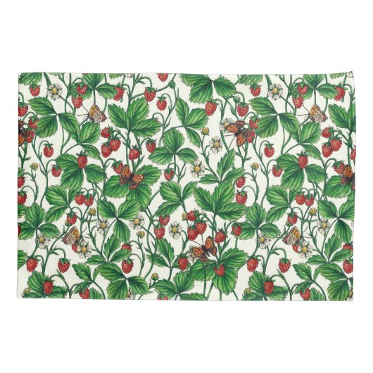 Wilde aardbeien op gebroken wit kussensloop (Achterkant-Links)