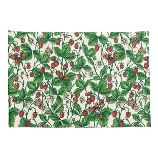 Wilde aardbeien op gebroken wit kussensloop (Achterkant-Rechts)