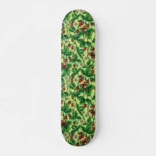 Wilde aardbeien op honingdauw skateboard
