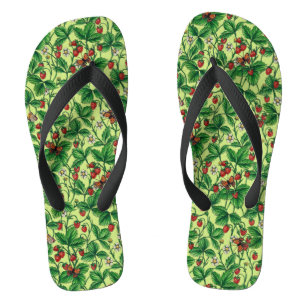 Wilde aardbeien op honingdauw teenslippers