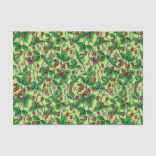 Wilde aardbeien op honingdauw tissuepapier