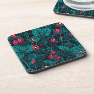 Wilde aardbeien, rood en blauw bier onderzetter