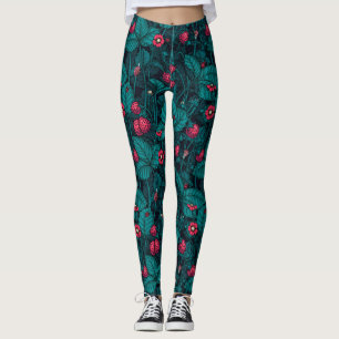 Wilde aardbeien, rood en blauw leggings