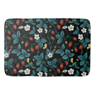 Wilde aardbeien rood/geel/blauw/zwart badmat