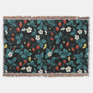 Wilde aardbeien rood/geel/blauw/zwart deken
