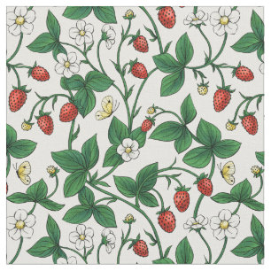 Wilde aardbeien rood/geel/groen/off white stof