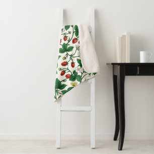 Wilde aardbeien rood/geel/groen/wit sherpa deken