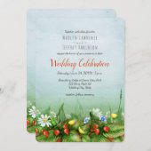 Wilde aardbeien weide wilde bloemen rustieke bruil kaart (Voorkant / Achterkant)