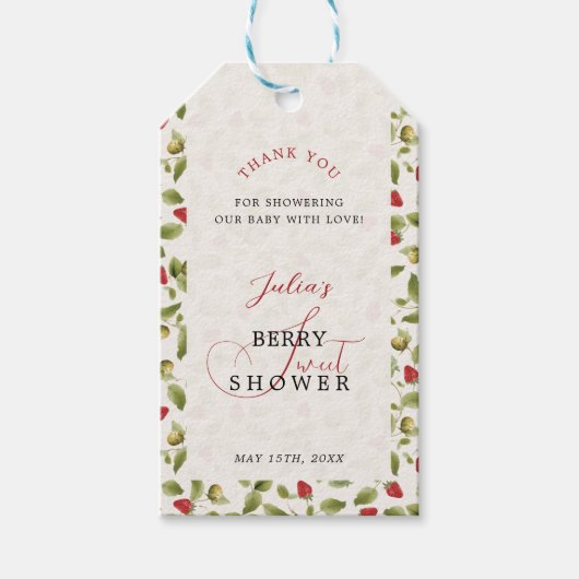 WILDE AARDBEIEN ZOETE BABYSHOWER CADEAULABEL (Voorkant)