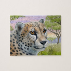 Wilde Afrikaanse Cheetah op Savannah Puzzle Legpuzzel