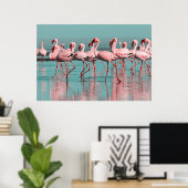 Wilde Afrikaanse flamingo's Poster (Thuiskantoor)