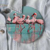 Wilde Afrikaanse flamingo's Ronde Button 6,0 Cm (In situ)