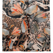 Wilde afrikaanse huid met bladerbloemen douchegordijn (Voorkant)