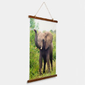 Wilde Afrikaanse olifant op het Oerwoud Hangend Wandkleed (Gebogen)