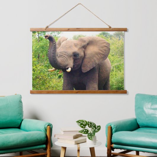 Wilde Afrikaanse olifant op het Oerwoud Hanging Ta Hangend Wandkleed (Woonkamer)