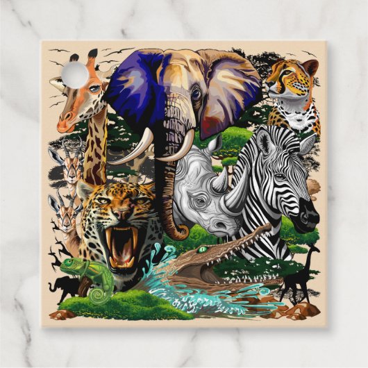 Wilde Afrikaanse savannedieren Bedankjes Labels (Voorkant)