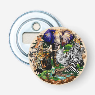 Wilde Afrikaanse savannedieren Button Flesopener