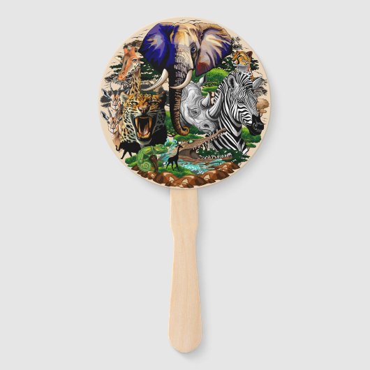 Wilde Afrikaanse savannedieren Handwaaier (Voorkant)