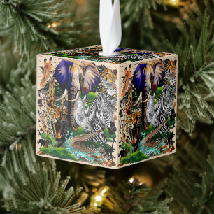 Wilde Afrikaanse savannedieren Kubus Ornament