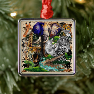 Wilde Afrikaanse savannedieren Metalen Ornament