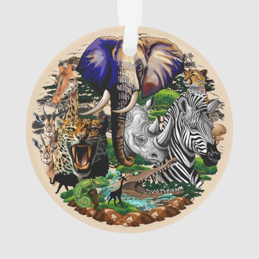 Wilde Afrikaanse savannedieren Ornament (achterkant)