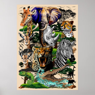 Wilde Afrikaanse savannedieren Poster