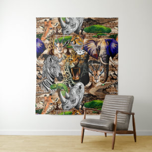 Wilde Afrikaanse savannedieren Wandkleed