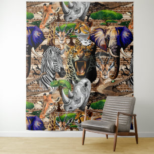 Wilde Afrikaanse savannedieren Wandkleed