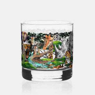 Wilde Afrikaanse savannedieren Whisky Glas