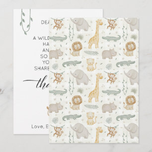 Wilde Avontuur Safari Dieren Baby Shower Groene De Bedankkaart