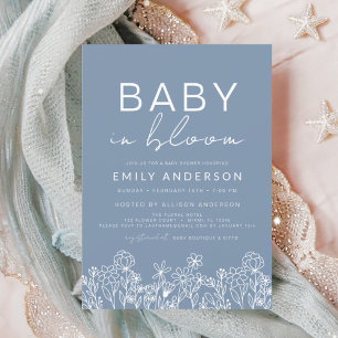 Wilde Baby in Bloom Baby shower Dusty Blue Kaart