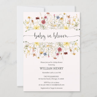 Wilde Baby in Bloom Spring Floral baby shower Kaart
