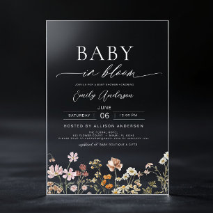 Wilde Baby in het Baby shower Bloom Acryl Uitnodigingen