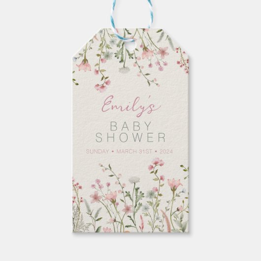 Wilde Baby in het Baby shower Bloom Cadeaulabel (Voorkant)