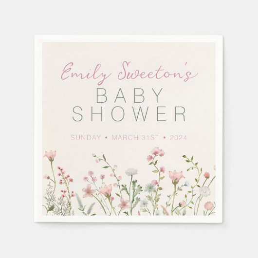 Wilde Baby in het Baby shower Bloom Servet (Voorkant)