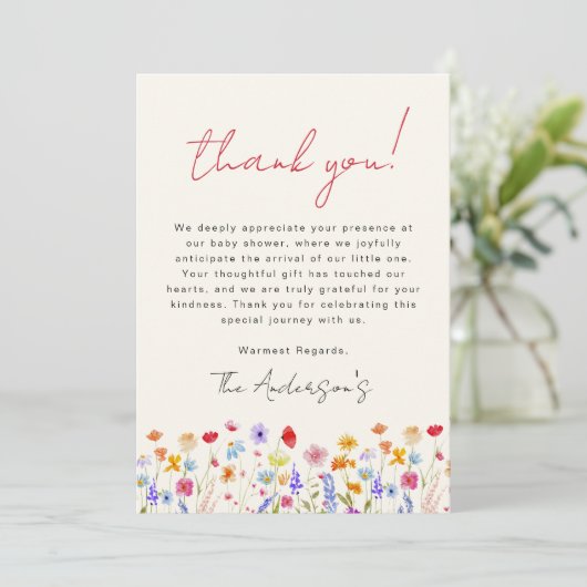 Wilde Baby in het Baby shower Bloom Terracotta Bedankkaart (Staand voorkant)