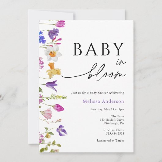 Wilde Baby in het Baby shower Bloom Uitnodiging (Voorkant)