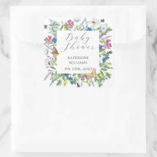 Wilde Baby in het Baby shower Bloom Vierkante Sticker