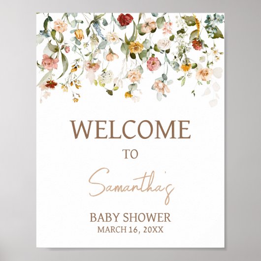 Wilde Baby in het Baby shower Bloom Welkom Poster (Voorkant)