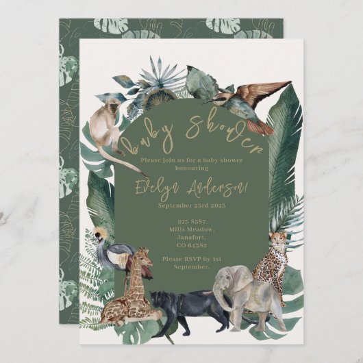 Wilde Baby showers Kaart (Voorkant / Achterkant)