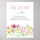 Wilde Baby Sock Hunt Baby shower Game Poster (Voorkant)