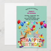 Wilde ballen en feestbeesten Kinderverjaardagsfees Kaart (Voorkant / Achterkant)