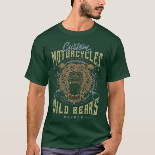 Wilde Beren Garage  Style Beer Design T-shirt (Voorkant)