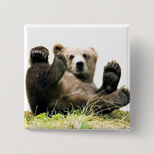 Wilde Beren Vierkante Button 5,1 Cm (Voorkant)