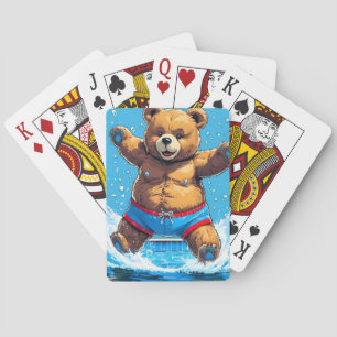 Wilde Beren Zomer Vintage Zwembad Pokerkaarten