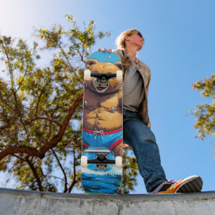 Wilde Beren Zomer Vintage Zwembad Skateboard