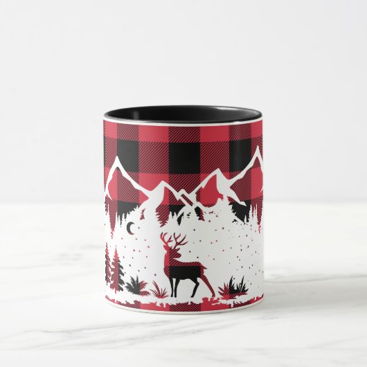 Wilde bergen Scene Red Buffalo Check Mok (Midden)