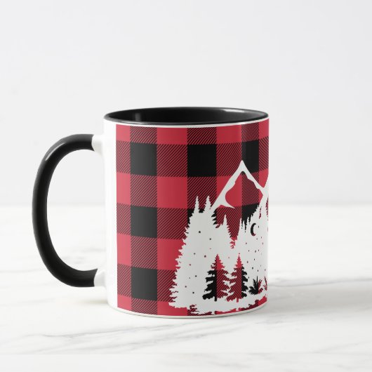 Wilde bergen Scene Red Buffalo Check Mok (Links)