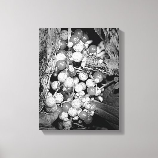 Wilde bessen zwart en wit canvas afdruk (Voorkant)